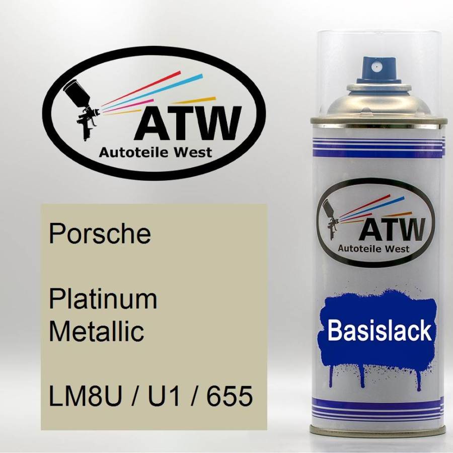Porsche, Platinum Metallic, LM8U / U1 / 655: 400ml Sprühdose, von ATW Autoteile West.
